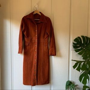 100% suede leather vintage trench coat
